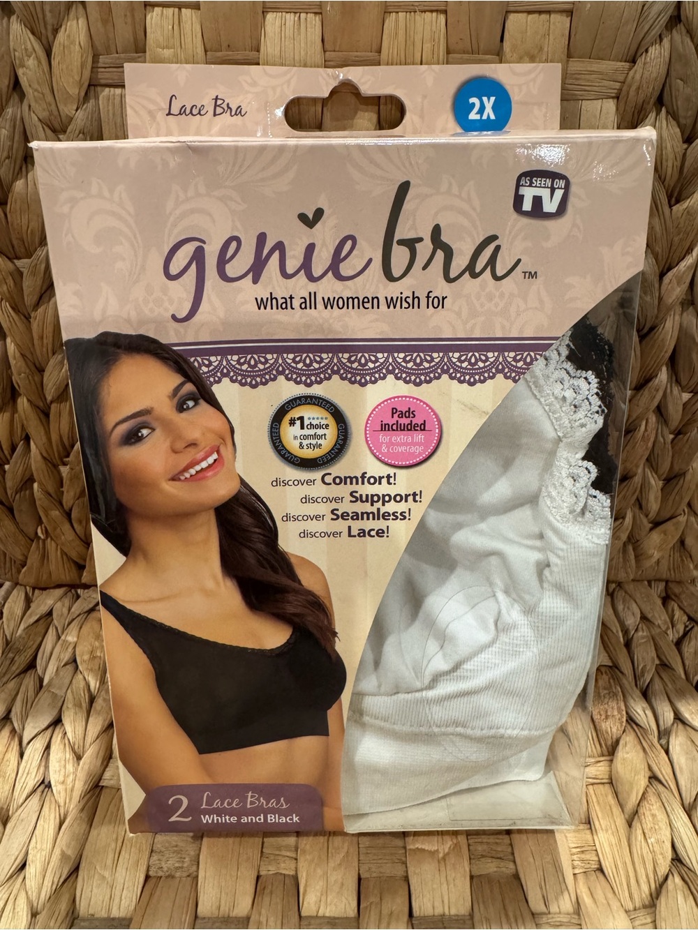 Genie Bra Lace Bra 2-Pack — Black & White